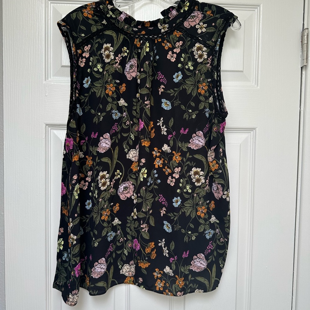 Loft floral shirred button back top